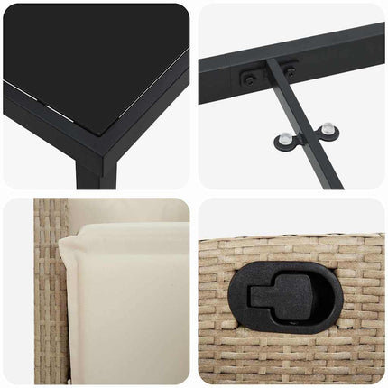 Trädgårdsmöbelset med kudde 7 pcs Beige konstrotting