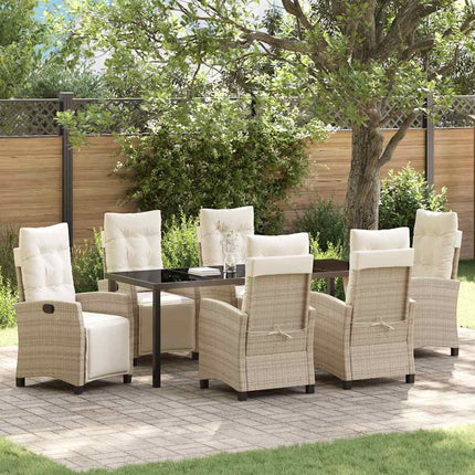 Trädgårdsmöbelset med kudde 7 pcs Beige konstrotting