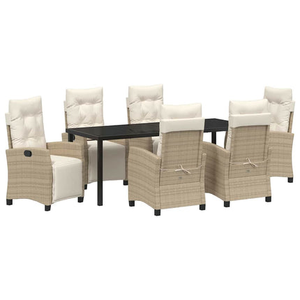 Trädgårdsmöbelset med kudde 7 pcs Beige konstrotting