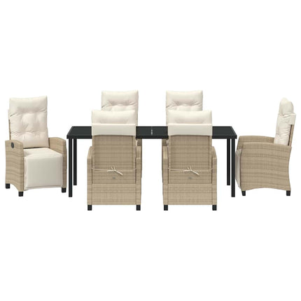 Trädgårdsmöbelset med kudde 7 pcs Beige konstrotting