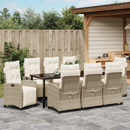 Trädgårdsmöbelset med kudde 9 pcs Beige konstrotting