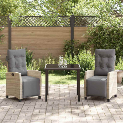 Trädgårdsmöbelset med kudde 3 pcs Beige konstrotting