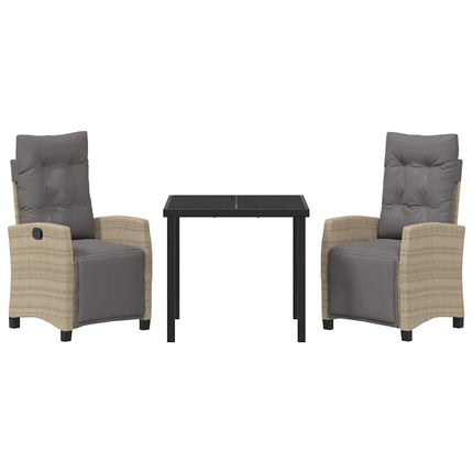 Trädgårdsmöbelset med kudde 3 pcs Beige konstrotting