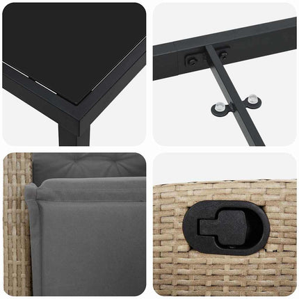 Trädgårdsmöbelset med kudde 5 pcs Beige konstrotting
