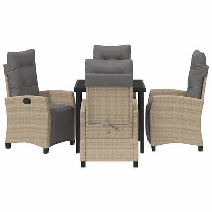 Trädgårdsmöbelset med kudde 5 pcs Beige konstrotting
