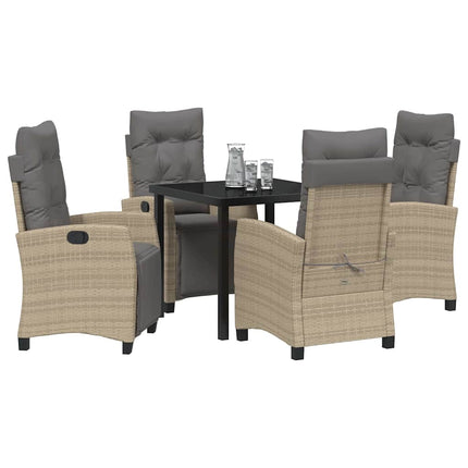 Trädgårdsmöbelset med kudde 5 pcs Beige konstrotting