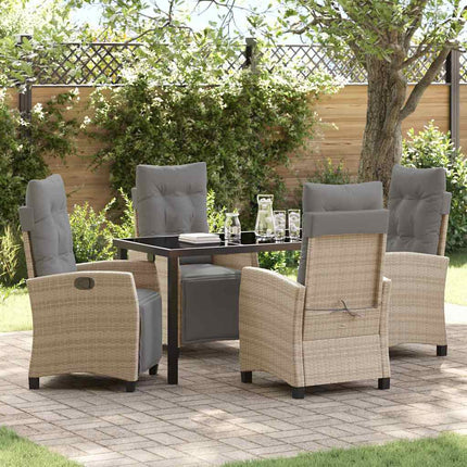 Trädgårdsmöbelset med kudde 5 pcs Beige konstrotting