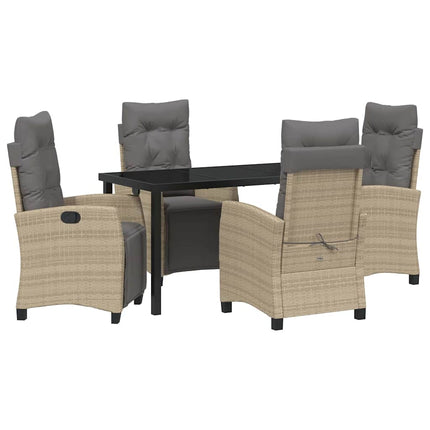 Trädgårdsmöbelset med kudde 5 pcs Beige konstrotting