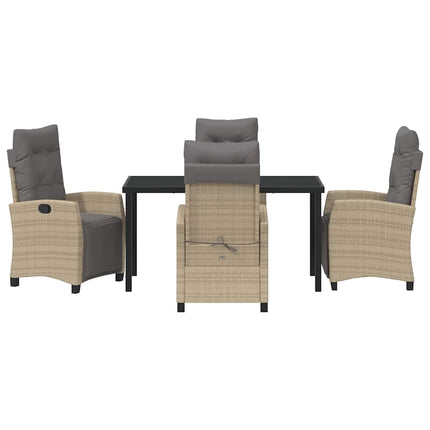 Trädgårdsmöbelset med kudde 5 pcs Beige konstrotting