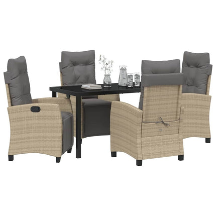 Trädgårdsmöbelset med kudde 5 pcs Beige konstrotting