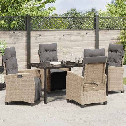 Trädgårdsmöbelset med kudde 5 pcs Beige konstrotting
