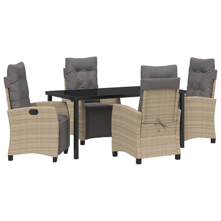 Trädgårdsmöbelset med kudde 5 pcs Beige konstrotting