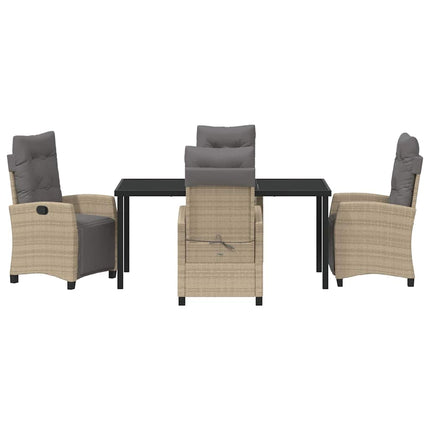 Trädgårdsmöbelset med kudde 5 pcs Beige konstrotting