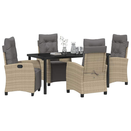 Trädgårdsmöbelset med kudde 5 pcs Beige konstrotting