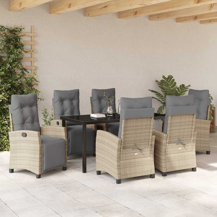 Trädgårdsmöbelset med kudde 7 pcs Beige konstrotting