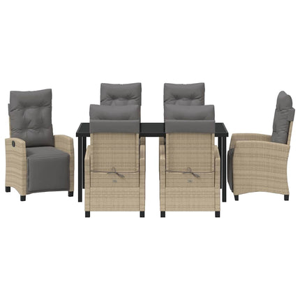 Trädgårdsmöbelset med kudde 7 pcs Beige konstrotting