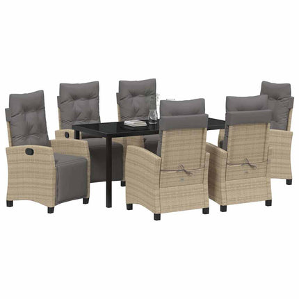 Trädgårdsmöbelset med kudde 7 pcs Beige konstrotting