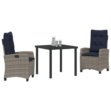 Trädgårdsmöbelset med kudde 3 pcs Grå konstrotting