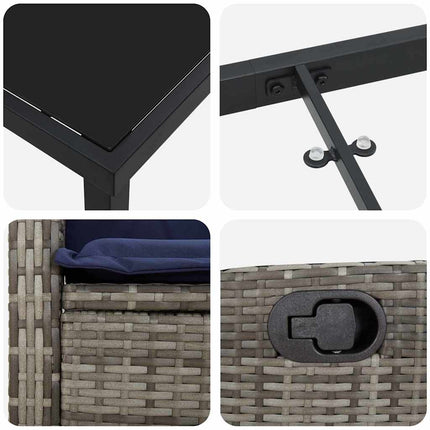 Trädgårdsmöbelset med kudde 5 pcs Grå konstrotting