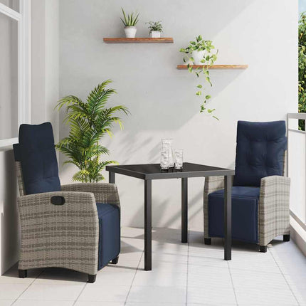 Trädgårdsmöbelset med kudde 3 pcs Grå konstrotting