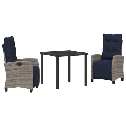 Trädgårdsmöbelset med kudde 3 pcs Grå konstrotting