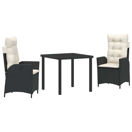 Trädgårdsmöbelset med kudde 3 pcs Svart konstrotting