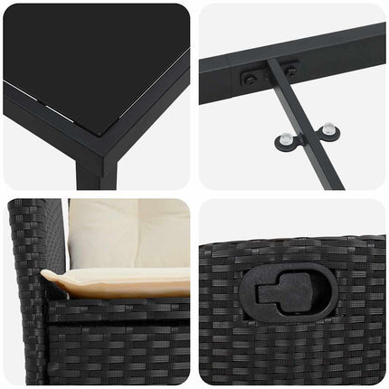 Trädgårdsmöbelset med kudde 5 pcs Svart konstrotting