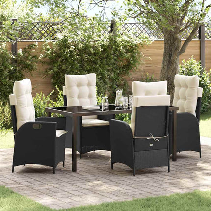 Trädgårdsmöbelset med kudde 5 pcs Svart konstrotting