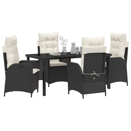 Trädgårdsmöbelset med kudde 5 pcs Svart konstrotting