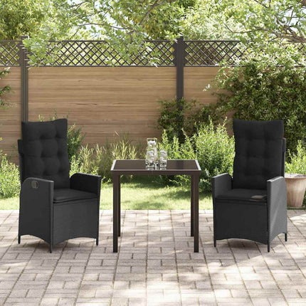 Trädgårdsmöbelset med kudde 3 pcs Svart konstrotting