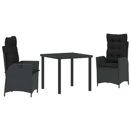 Trädgårdsmöbelset med kudde 3 pcs Svart konstrotting
