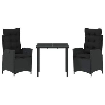 Trädgårdsmöbelset med kudde 3 pcs Svart konstrotting