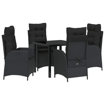 Trädgårdsmöbelset med kudde 5 pcs Svart konstrotting