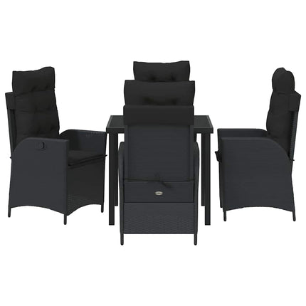 Trädgårdsmöbelset med kudde 5 pcs Svart konstrotting