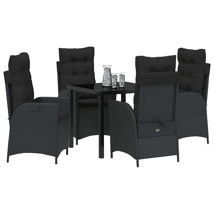 Trädgårdsmöbelset med kudde 5 pcs Svart konstrotting