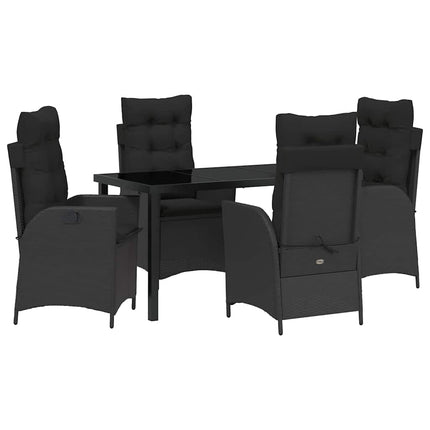 Trädgårdsmöbelset med kudde 5 pcs Svart konstrotting