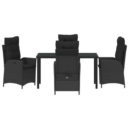 Trädgårdsmöbelset med kudde 5 pcs Svart konstrotting