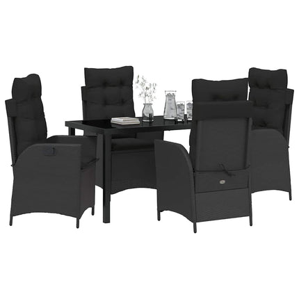 Trädgårdsmöbelset med kudde 5 pcs Svart konstrotting