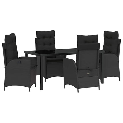 Trädgårdsmöbelset med kudde 5 pcs Svart konstrotting