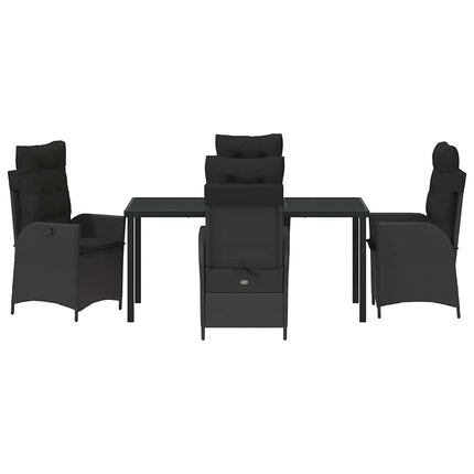 Trädgårdsmöbelset med kudde 5 pcs Svart konstrotting