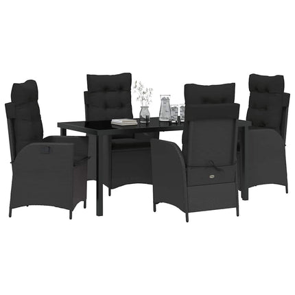Trädgårdsmöbelset med kudde 5 pcs Svart konstrotting