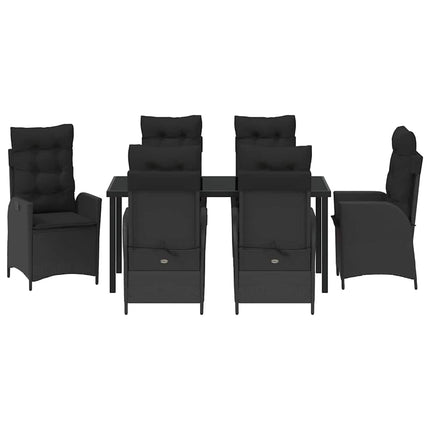Trädgårdsmöbelset med kudde 7 pcs Svart konstrotting