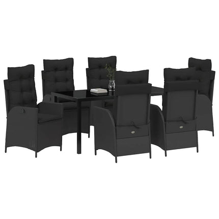 Trädgårdsmöbelset med kudde 7 pcs Svart konstrotting