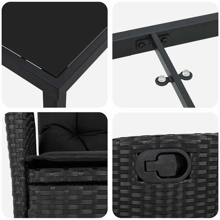 Trädgårdsmöbelset med kudde 7 pcs Svart konstrotting