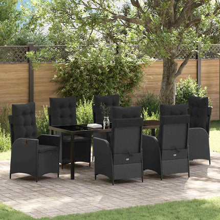 Trädgårdsmöbelset med kudde 7 pcs Svart konstrotting