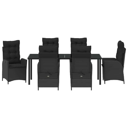 Trädgårdsmöbelset med kudde 7 pcs Svart konstrotting