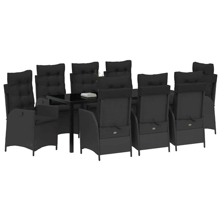 Trädgårdsmöbelset med kudde 9 pcs Svart konstrotting