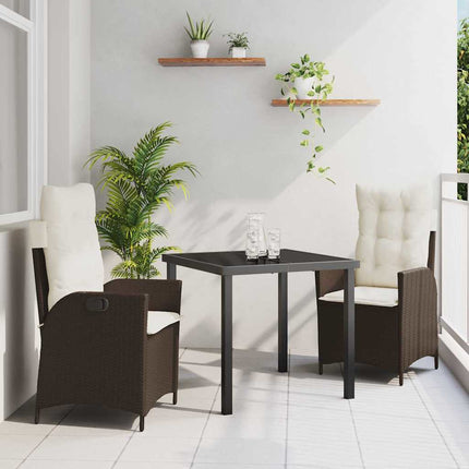 Trädgårdsmöbelset med kudde 3 pcs Brun konstrotting