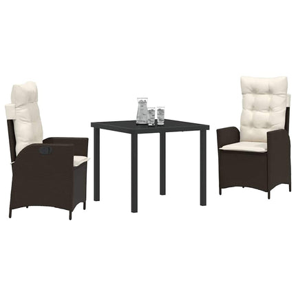 Trädgårdsmöbelset med kudde 3 pcs Brun konstrotting