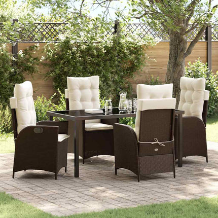 Trädgårdsmöbelset med kudde 5 pcs Brun konstrotting